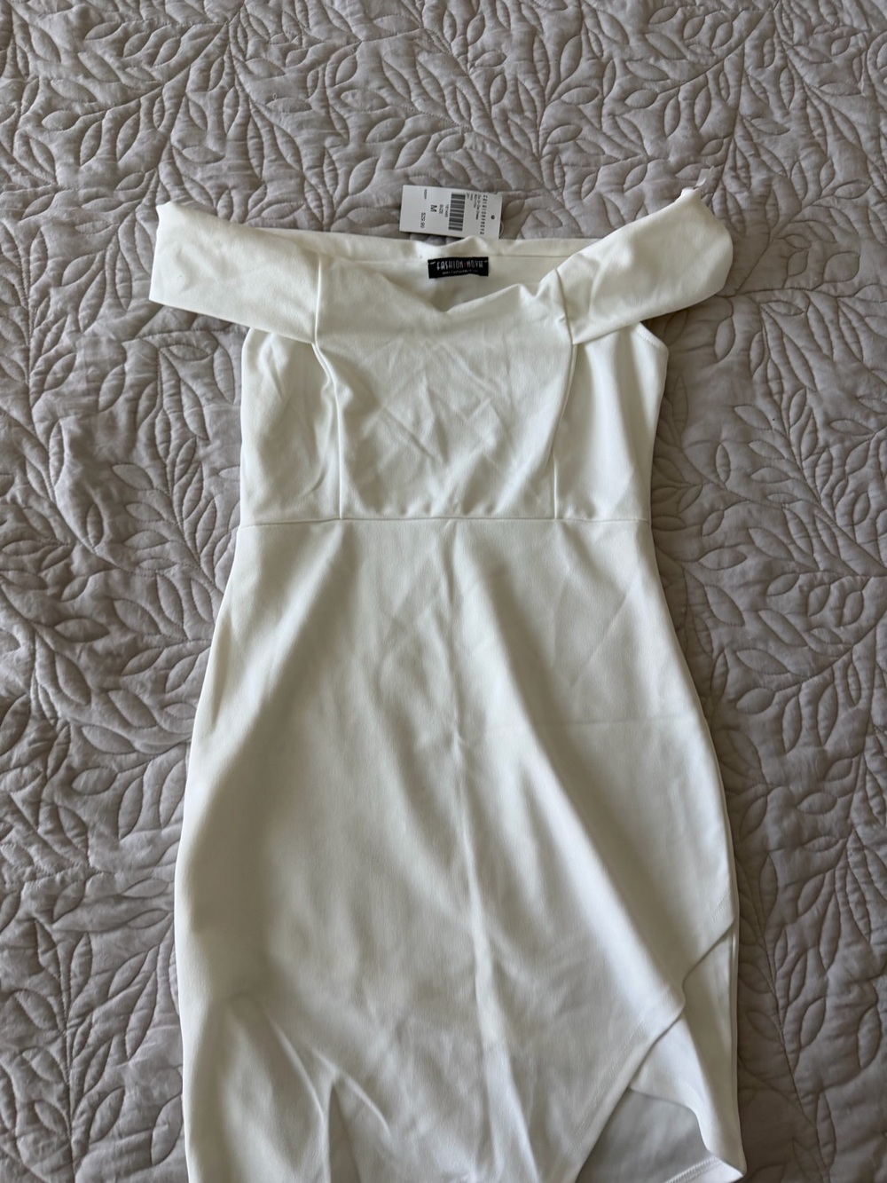 Fashion Nova White One-Shoulder Bodycon Dress. New with tags